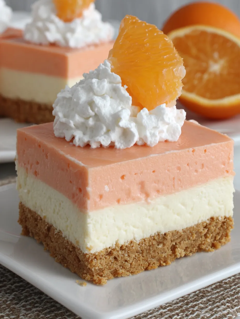 A slice of orange creamsicle dream bars.