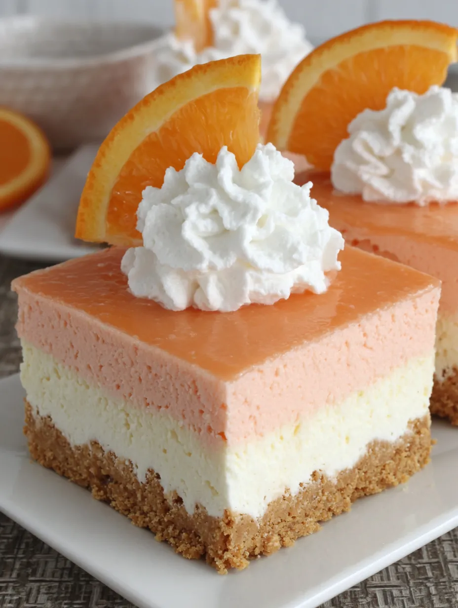 A slice of orange creamsicle dream bars.