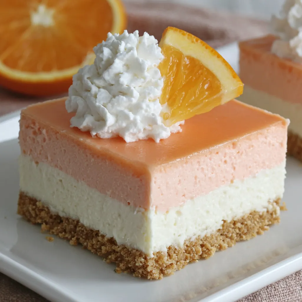 A slice of orange creamsicle dream bars.