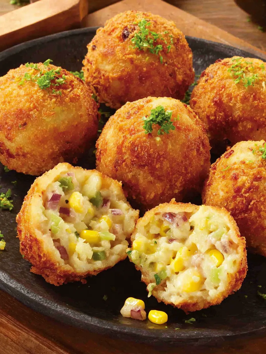 A plate of corn cheese balls.