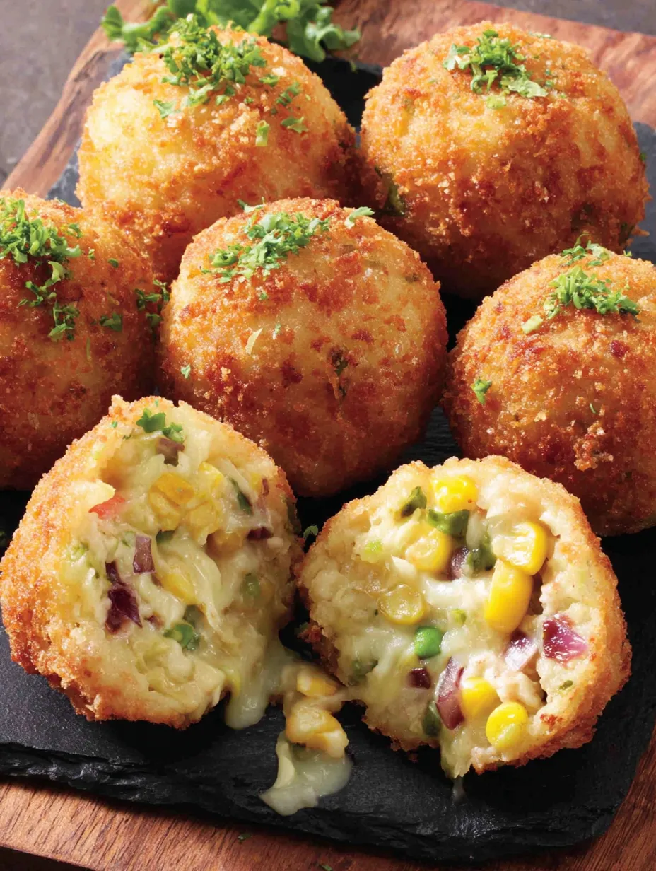 A plate of corn cheese balls.