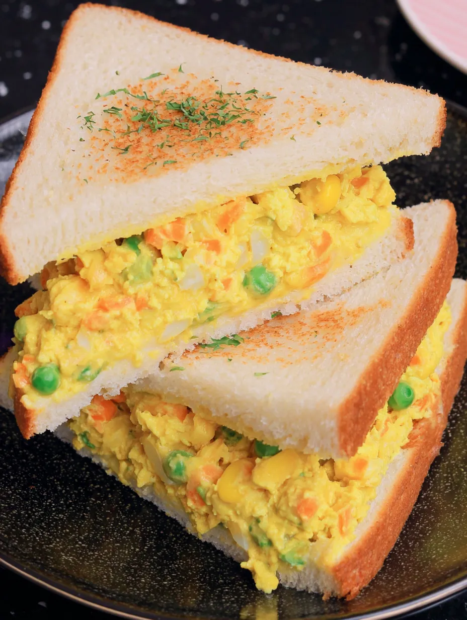 A sandwich with mayo and vegetables on top.