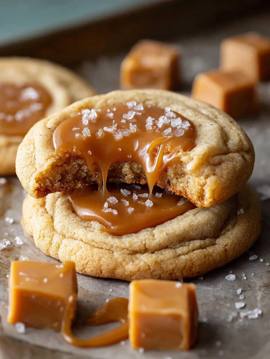 A close up of a salted caramel cookie.