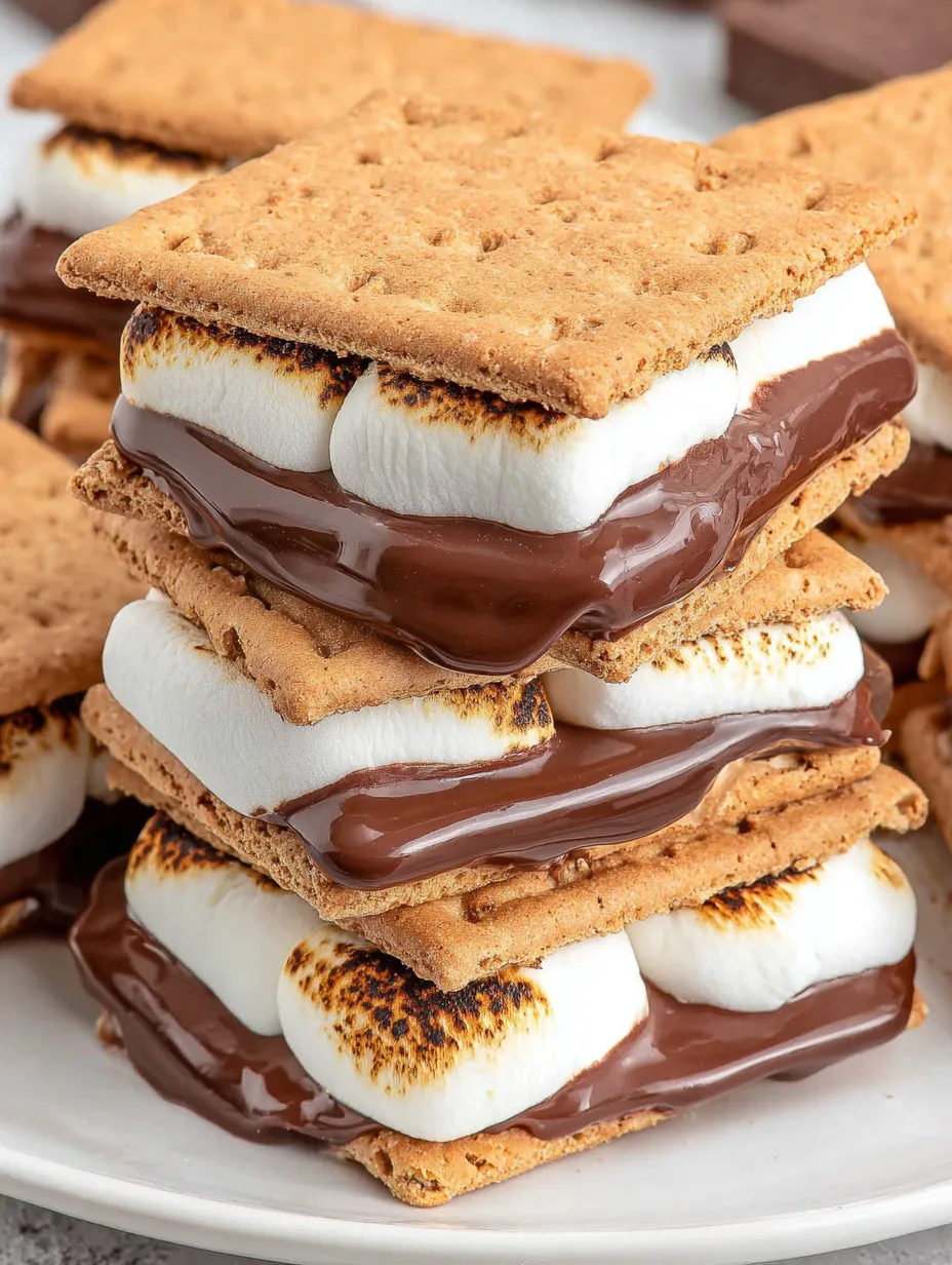 A stack of marshmallows with chocolate drizzled on top.