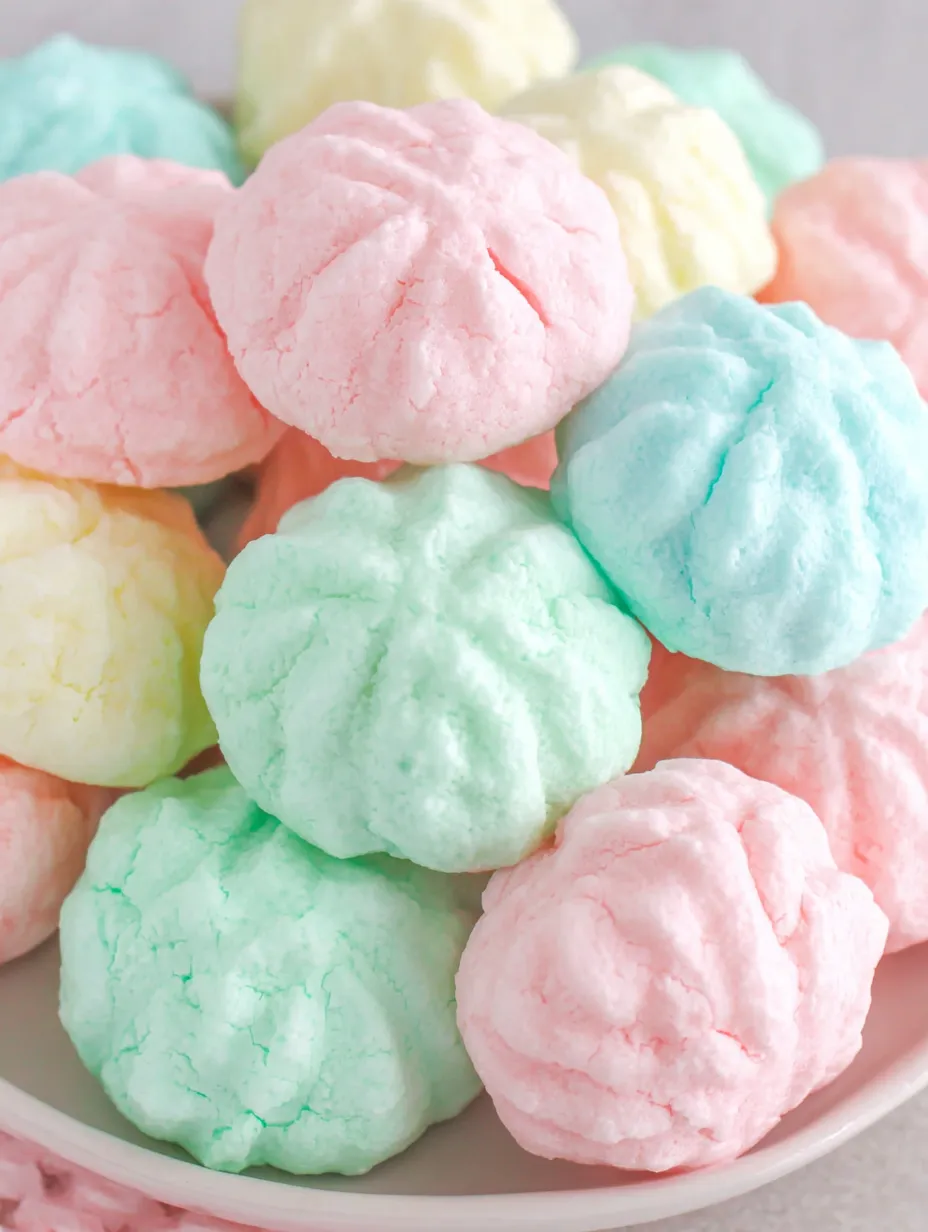 A plate of colorful cream cheese mints.