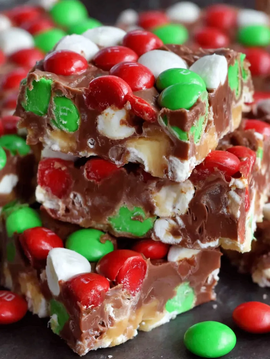 A stack of M&M's Marshmallow Dream Bars.