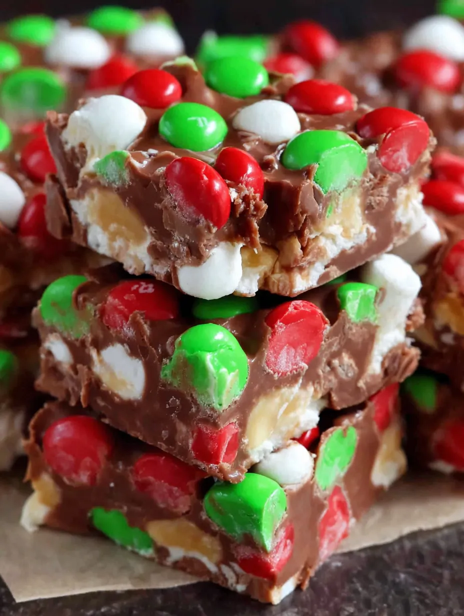 A stack of M&M's Marshmallow Dream Bars.