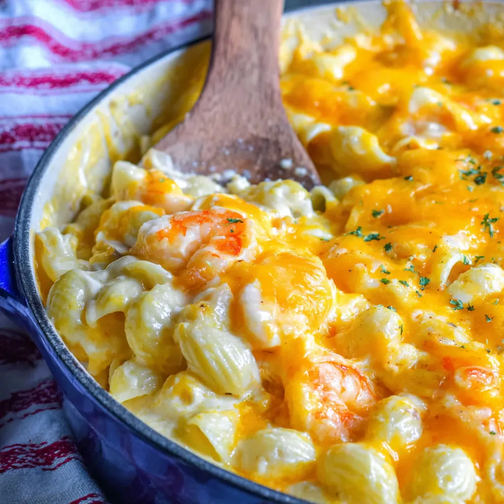 A bowl of mac and cheese with a wooden spoon in it.