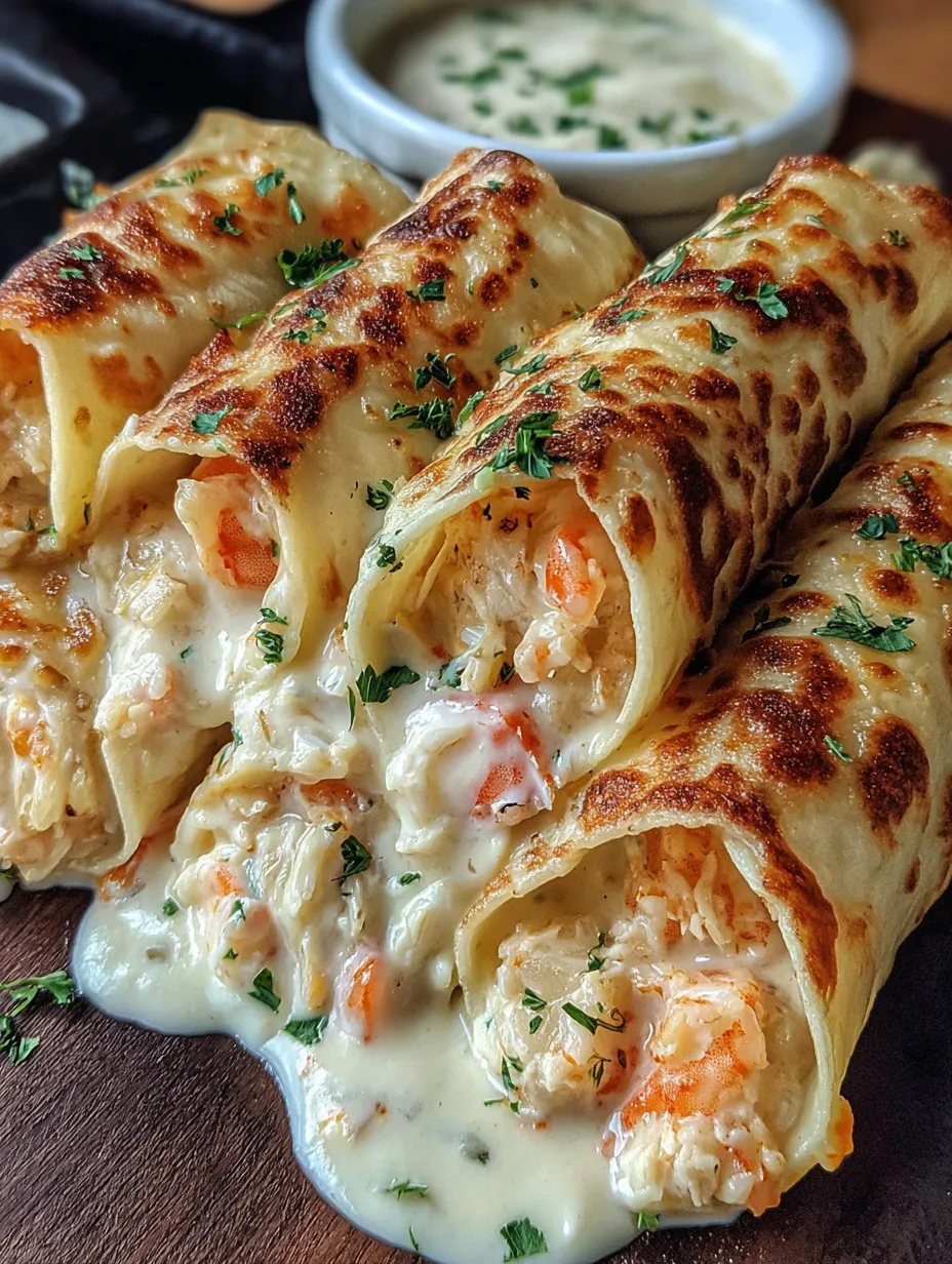 A plate of food with a crab and shrimp queso.