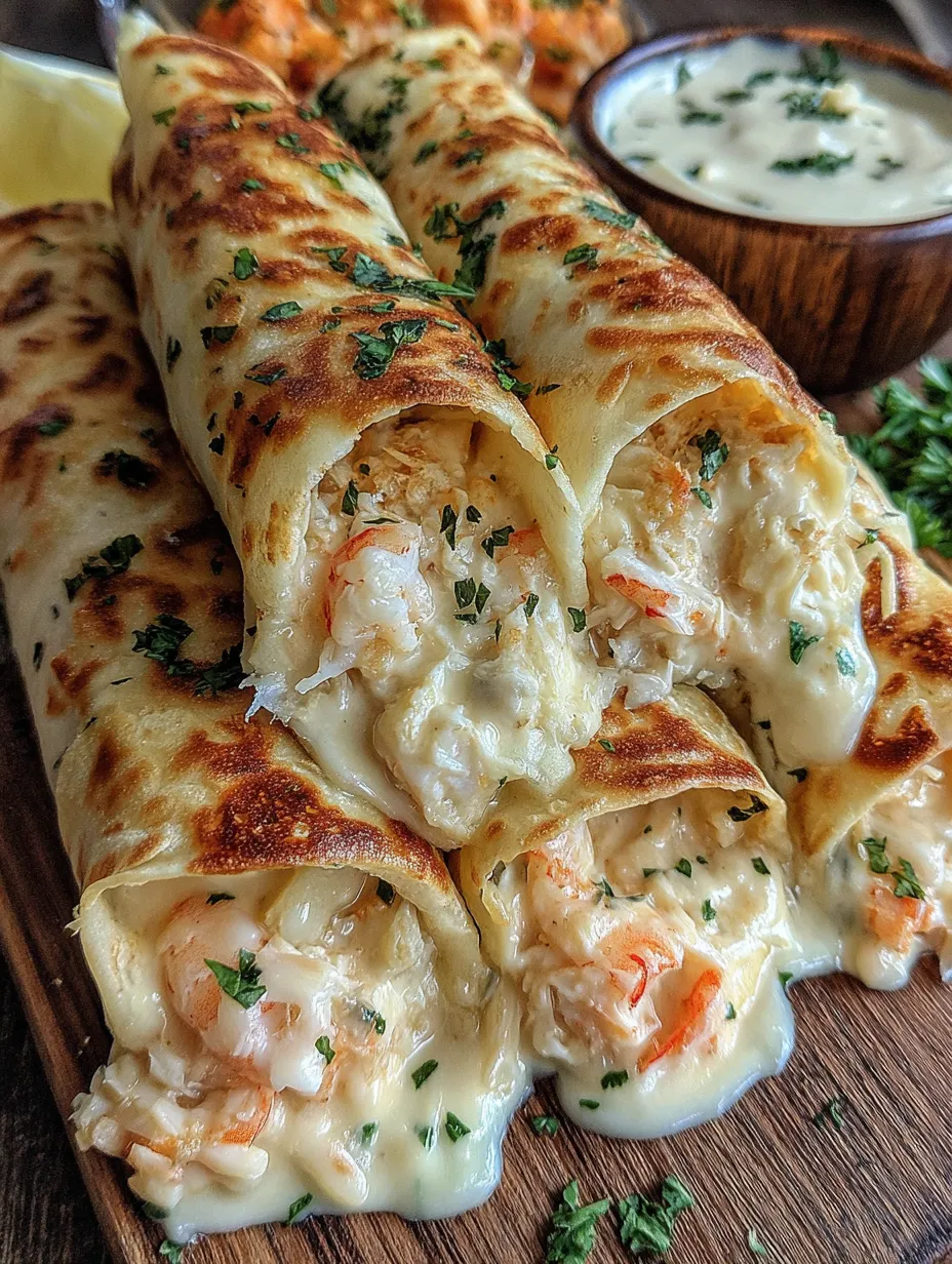 A plate of food with a crab and shrimp queso.
