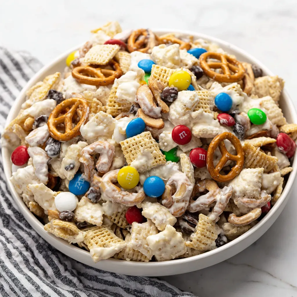 A bowl of white trash cereal.