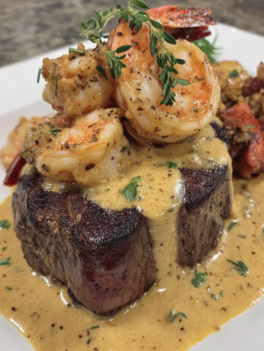 A plate of food with shrimp and lobster sauce.