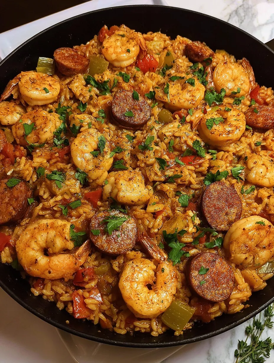 A close up of a plate of jambalaya.