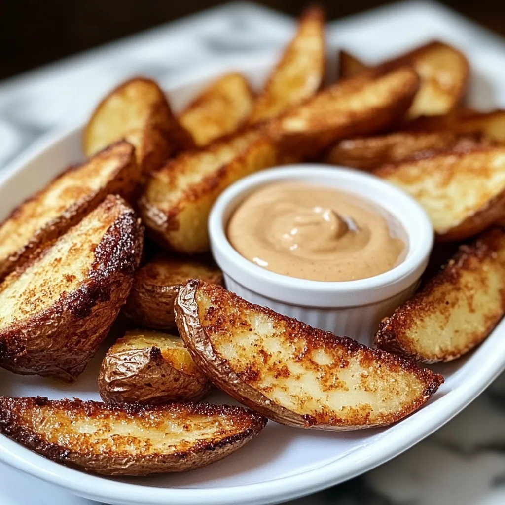 A white plate with a bowl of fries and a dipping sauce.