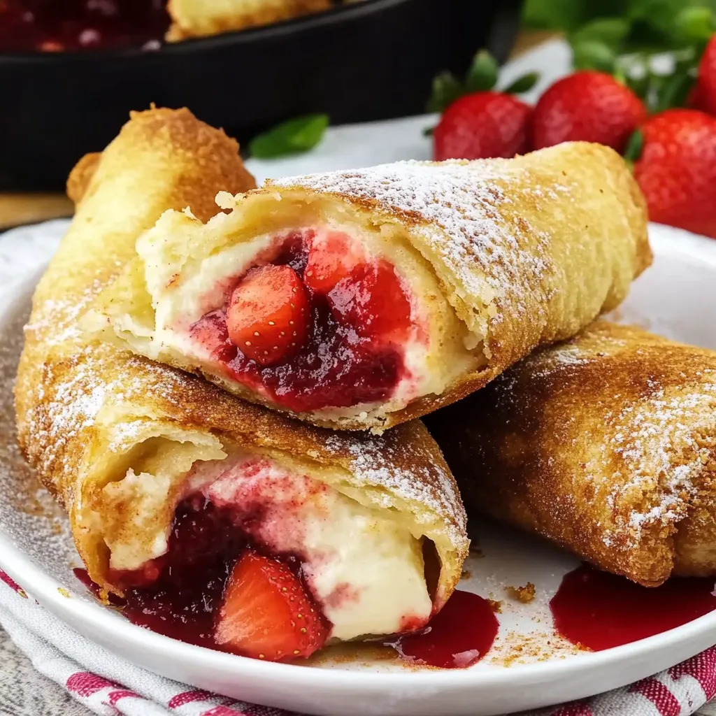 A plate of strawberry cream filled pastries.