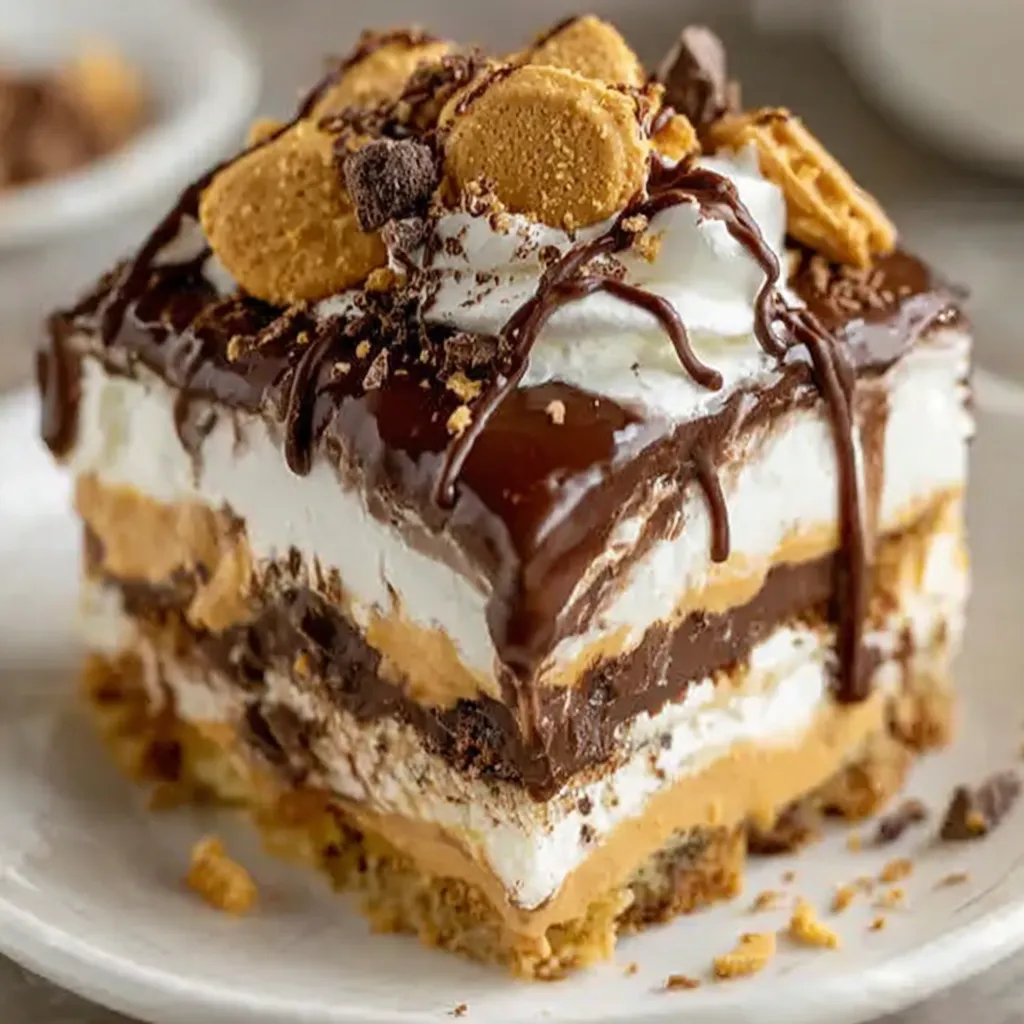 A slice of peanut butter lasagna.