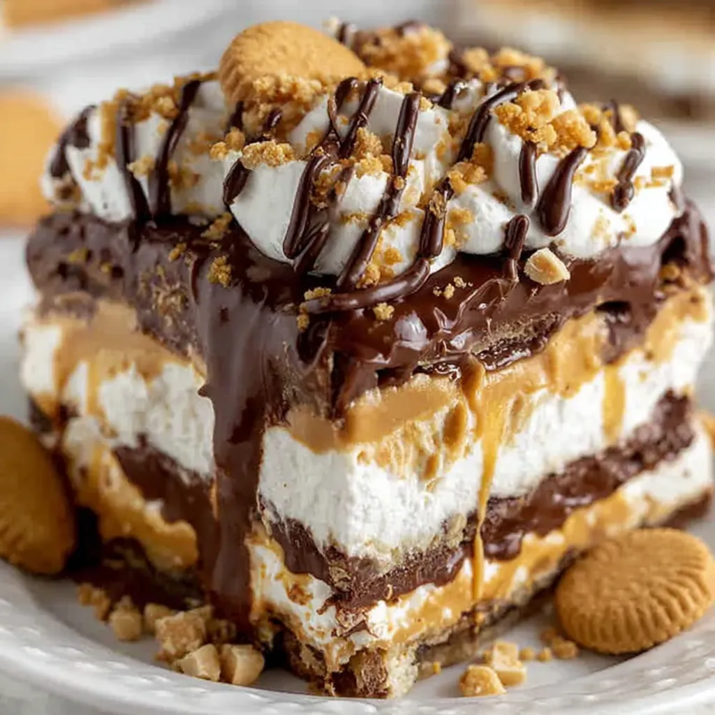 A slice of peanut butter lasagna.