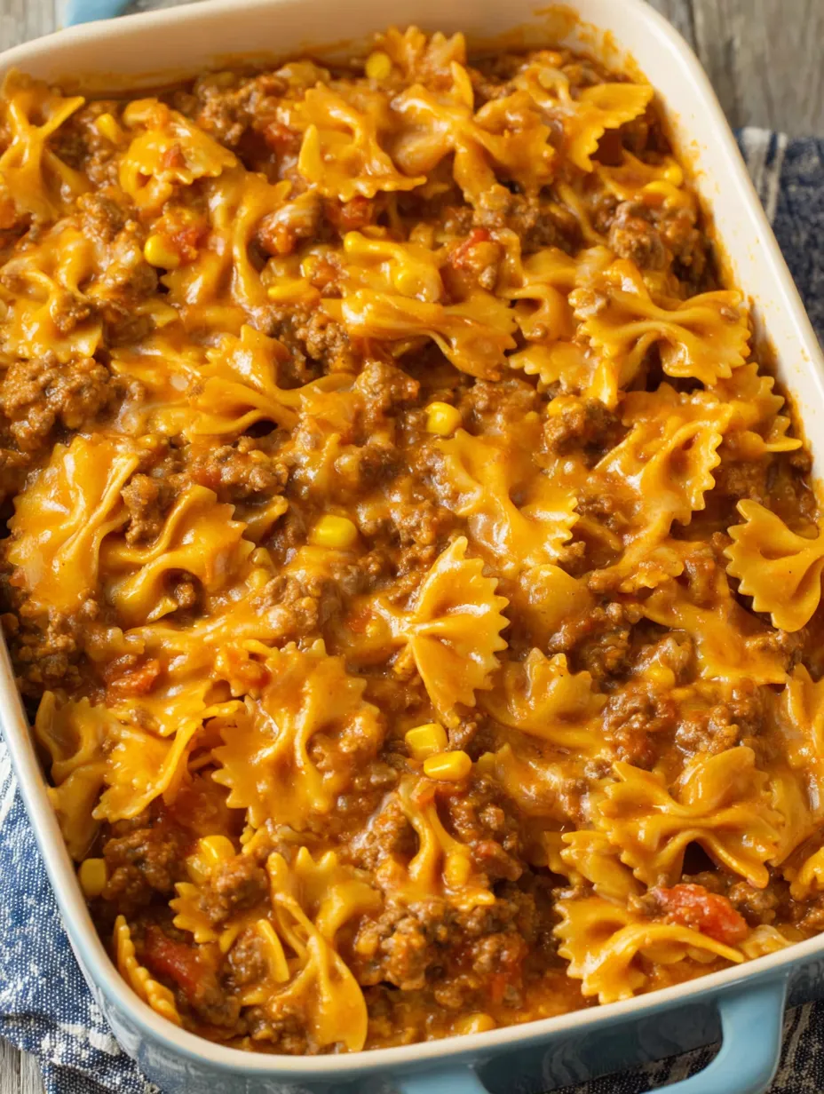 A white dish filled with a sloppy joe casserole.