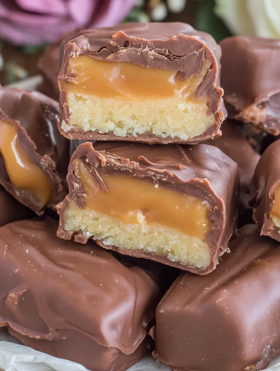 A close up of a homemade Milky Way bar.