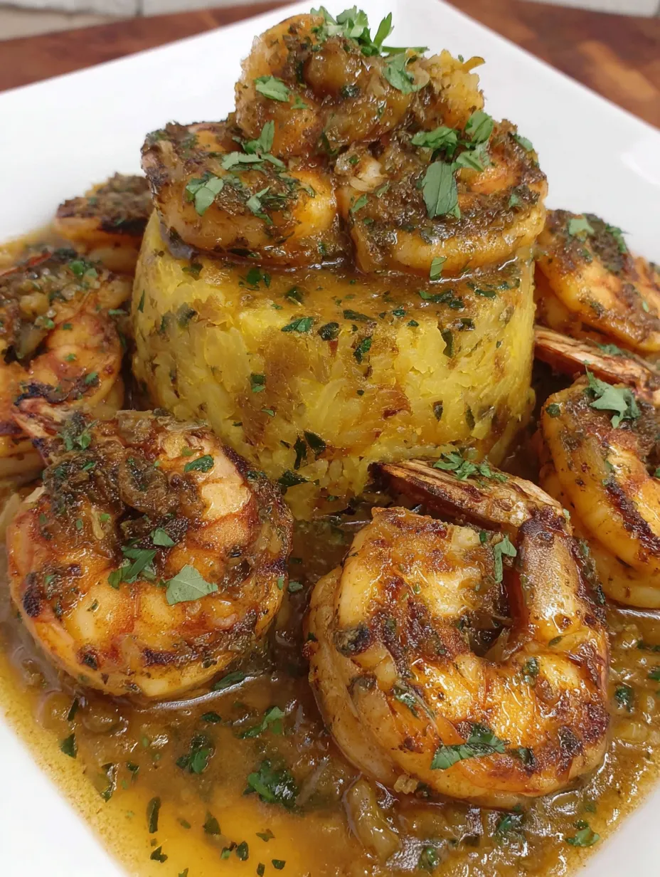 A plate of shrimp with a yellow sauce.
