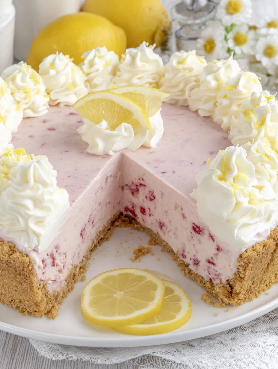 A slice of strawberry lemonade dream pie.