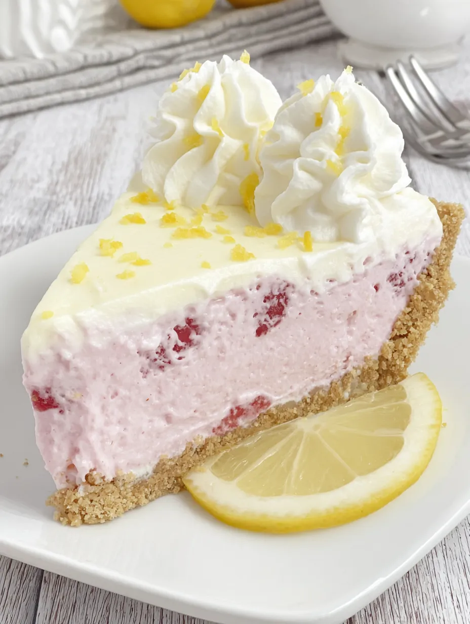 A slice of strawberry lemonade dream pie.