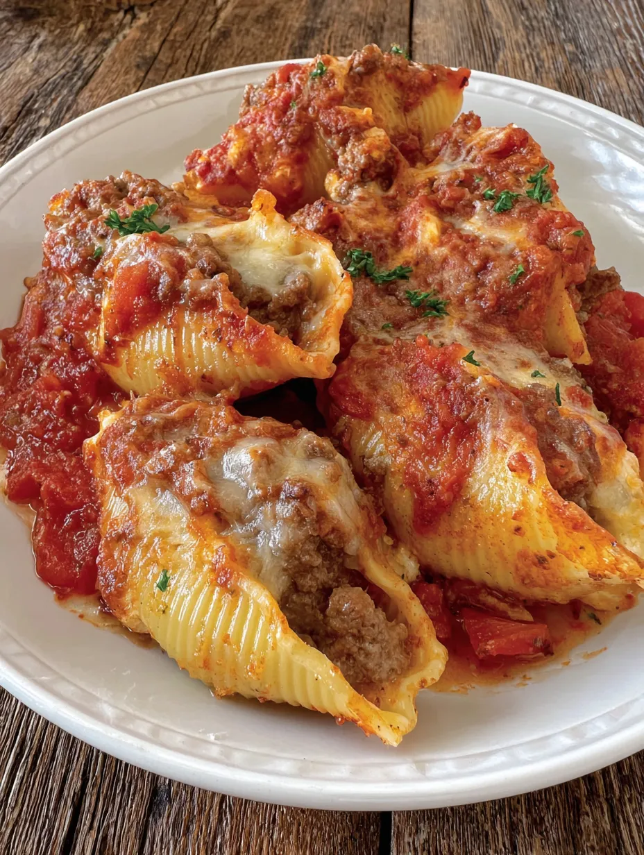 A plate of cream cheese and beef stuffed shells.