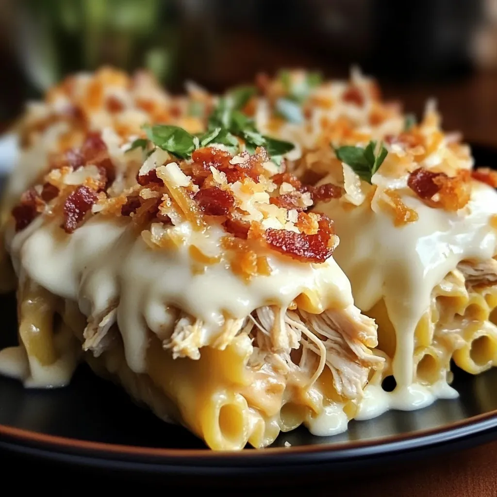 A plate of food with bacon and cheese.