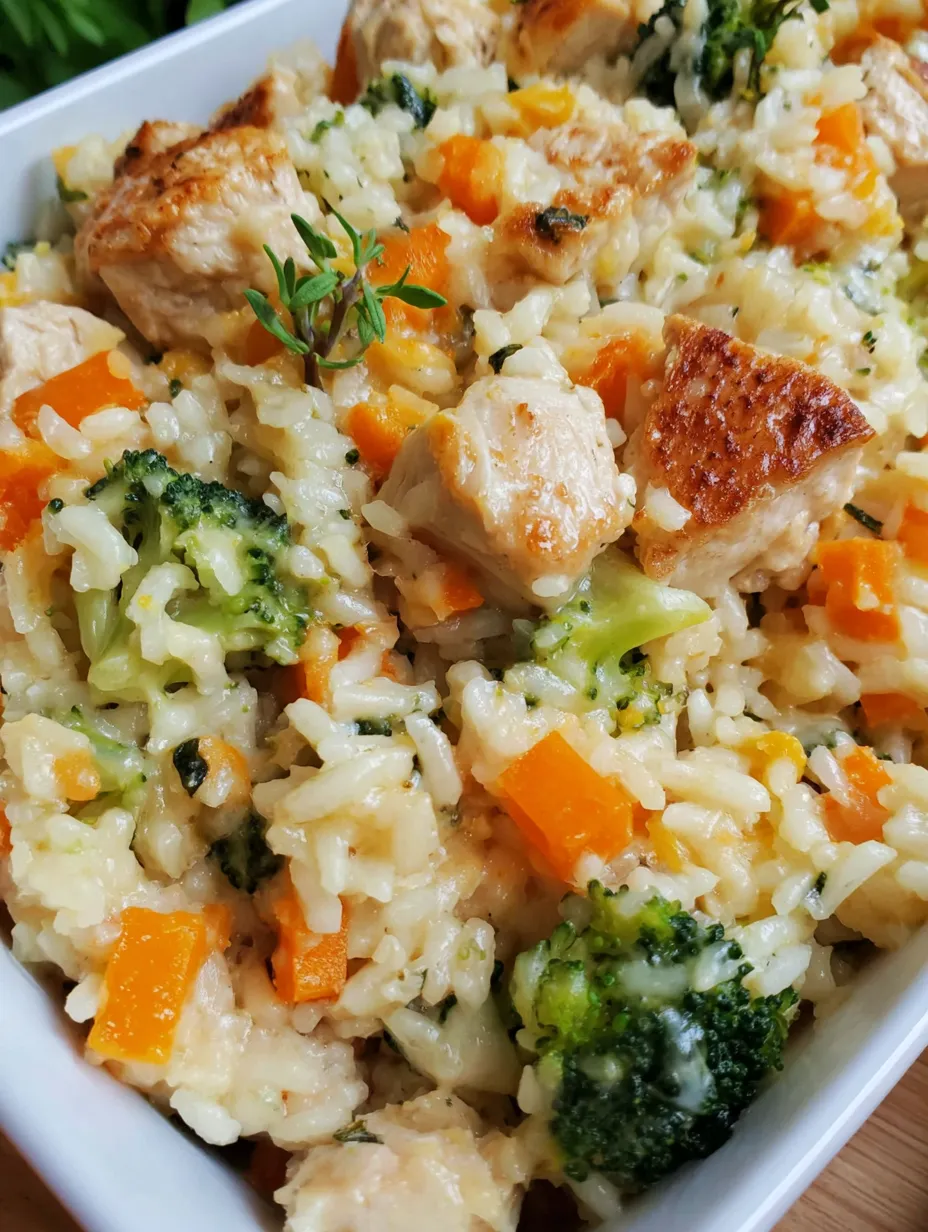 A bowl of rice and chicken with broccoli on top.