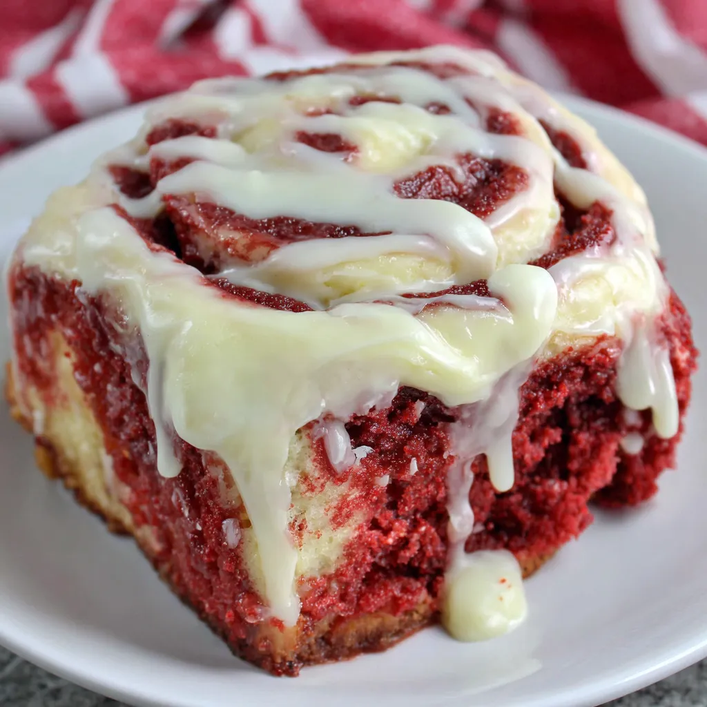 A red velvet cake mix cinnamon roll.