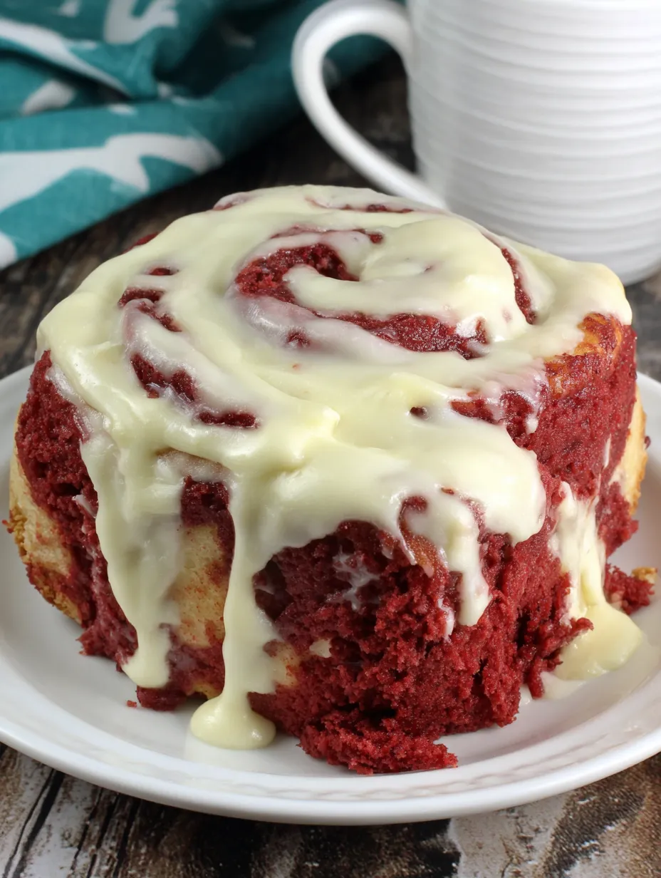 A red velvet cake mix cinnamon roll.