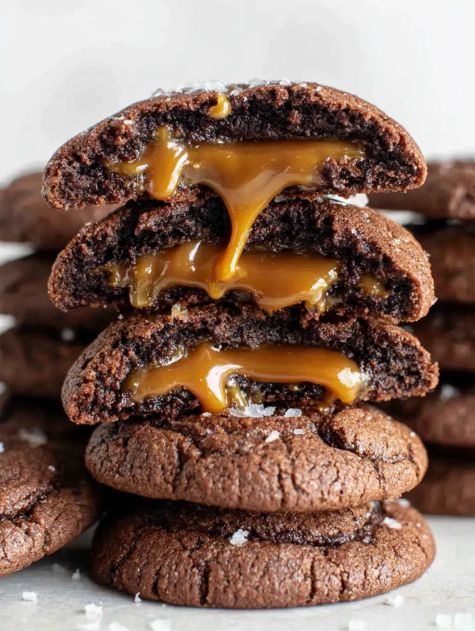 Caramel Stuffed Chocolate Cookies.
