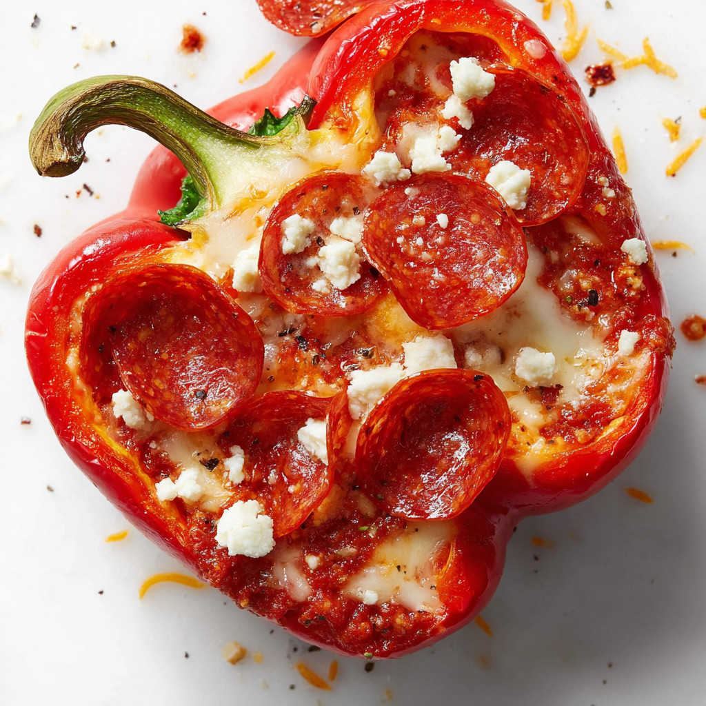 A slice of pizza stuffed pepper.