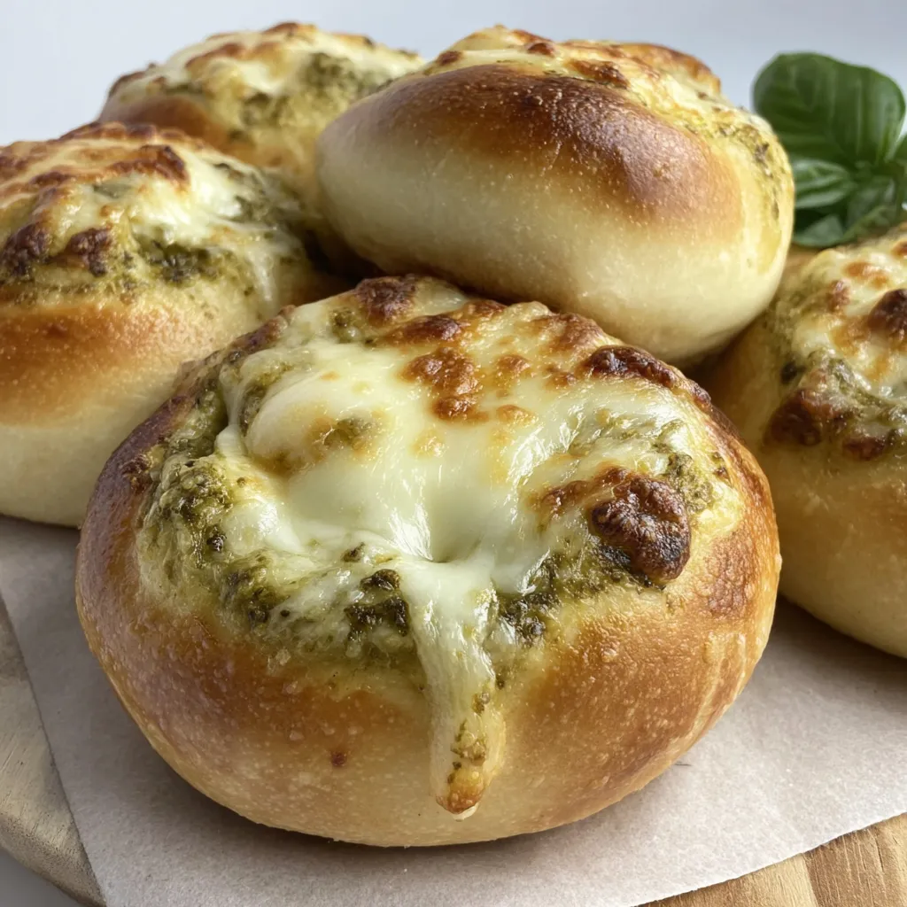 A plate of pesto cheese bread.