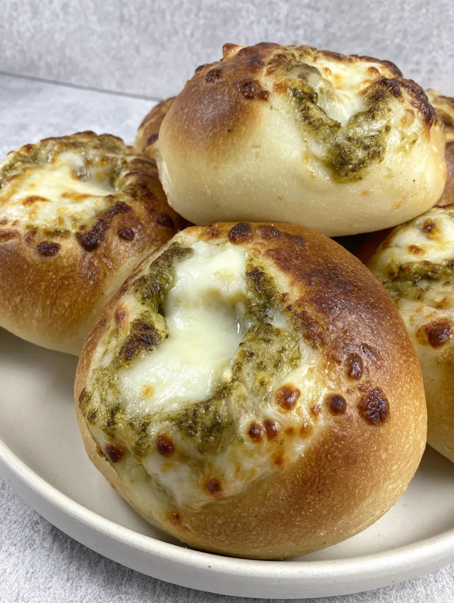 A plate of pesto cheese bread.