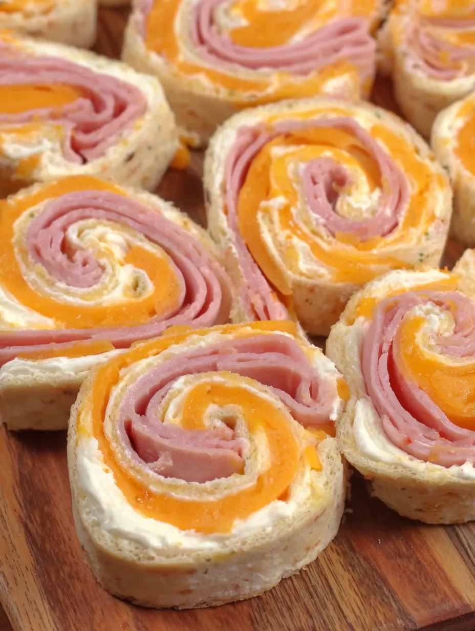 Pinwheels made with ham and cheese.