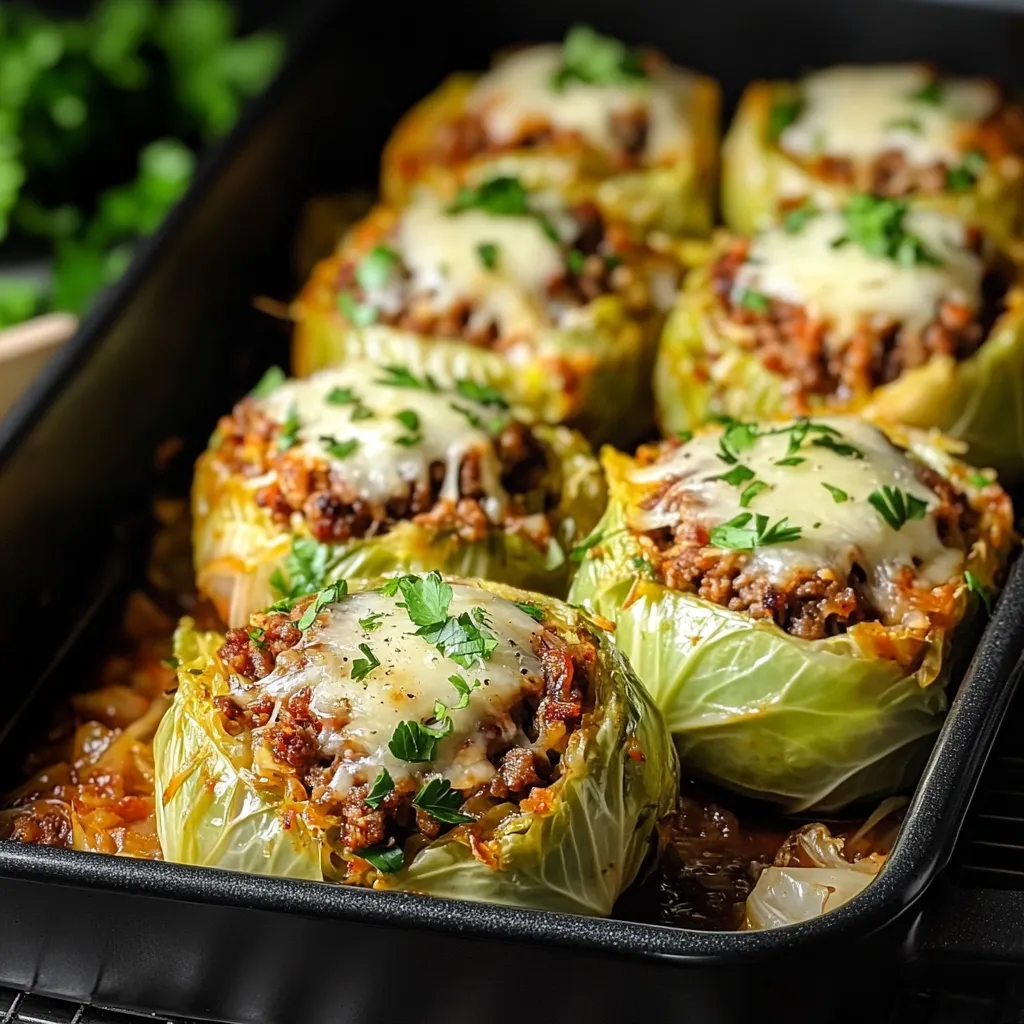 A pan of food with a green vegetable in it.