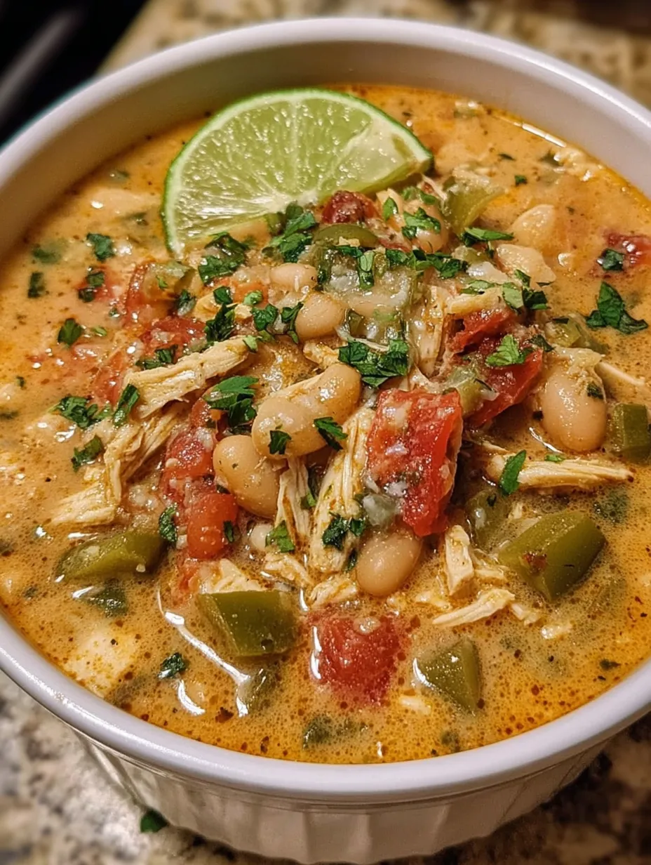 A bowl of Cajun White Chicken Chili.