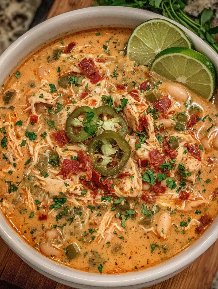 A bowl of Cajun White Chicken Chili.
