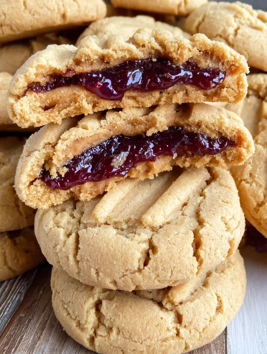 A stack of PB&amp;J cookies.