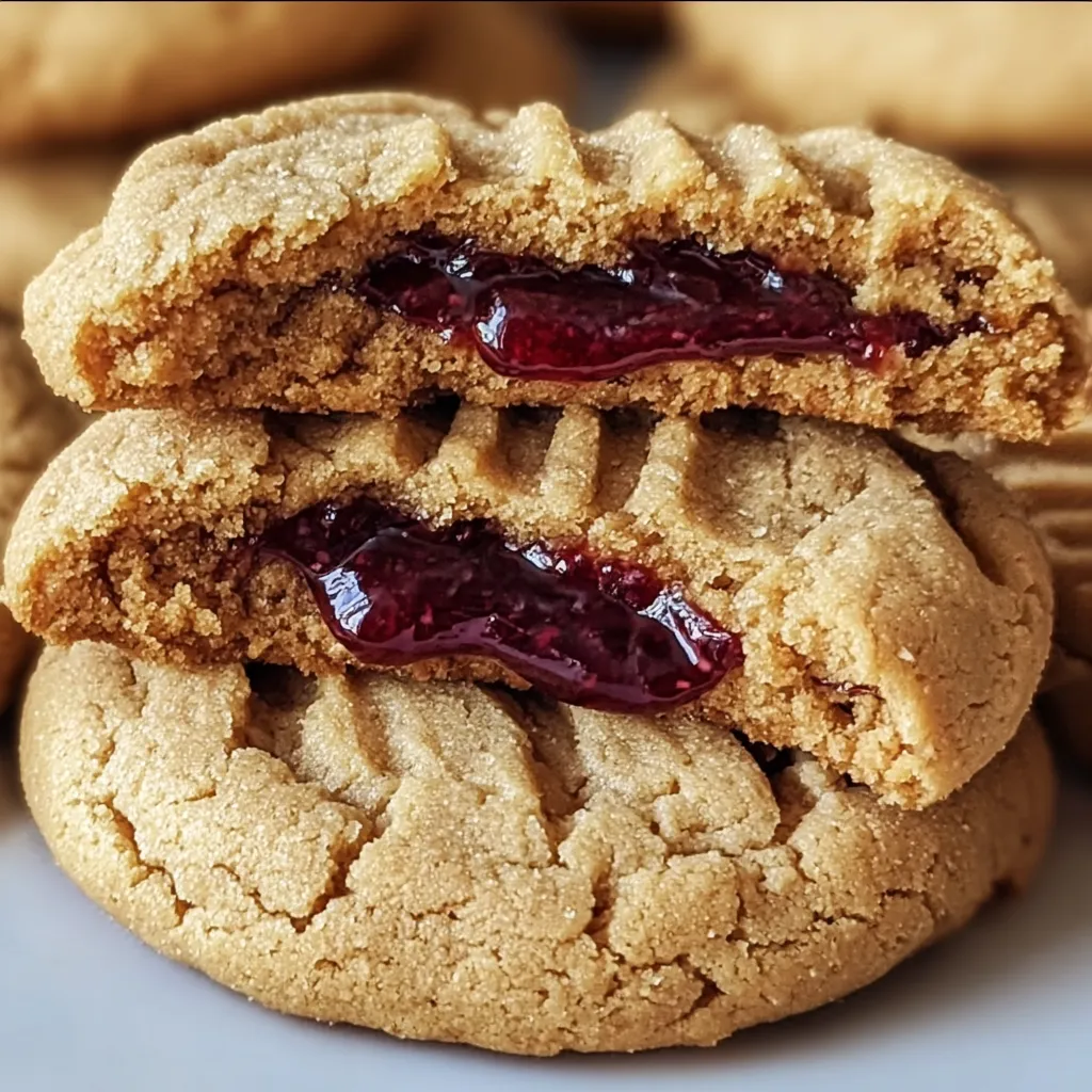 A close up of a cookie with jelly in it.