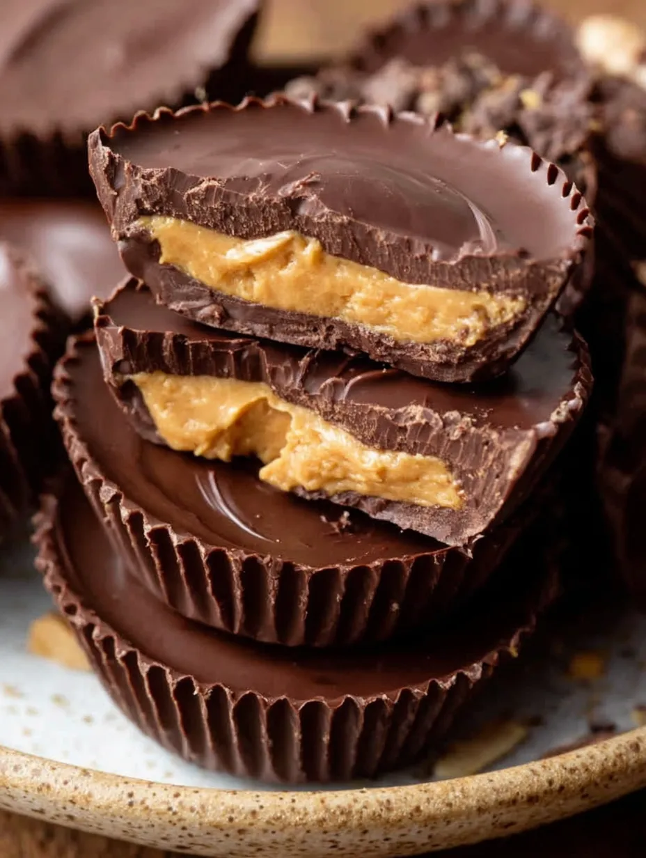A stack of homemade peanut butter cups.