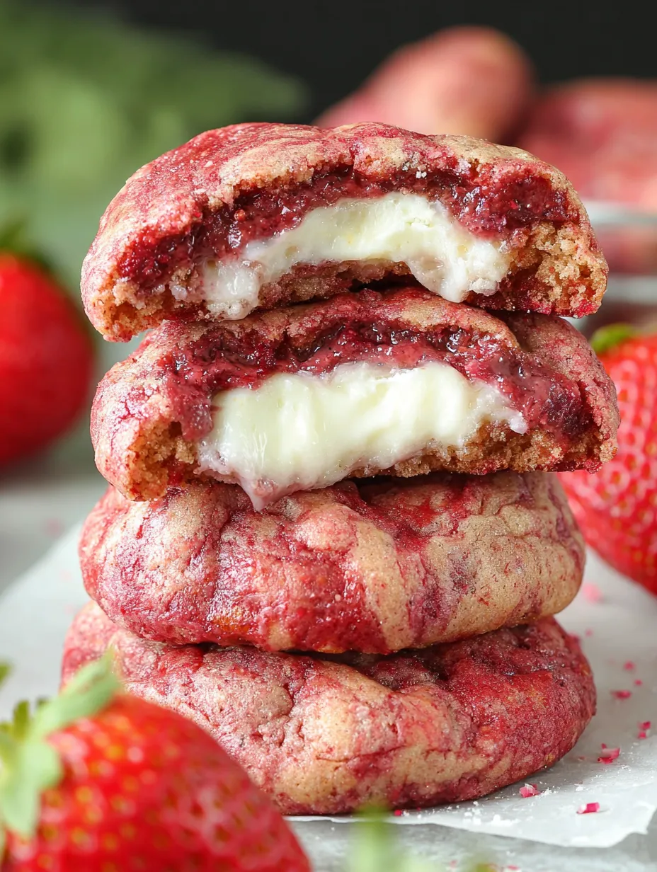 A stack of red and white cookies.