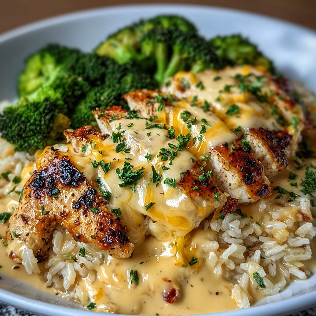 A plate of food with rice, broccoli, and chicken.
