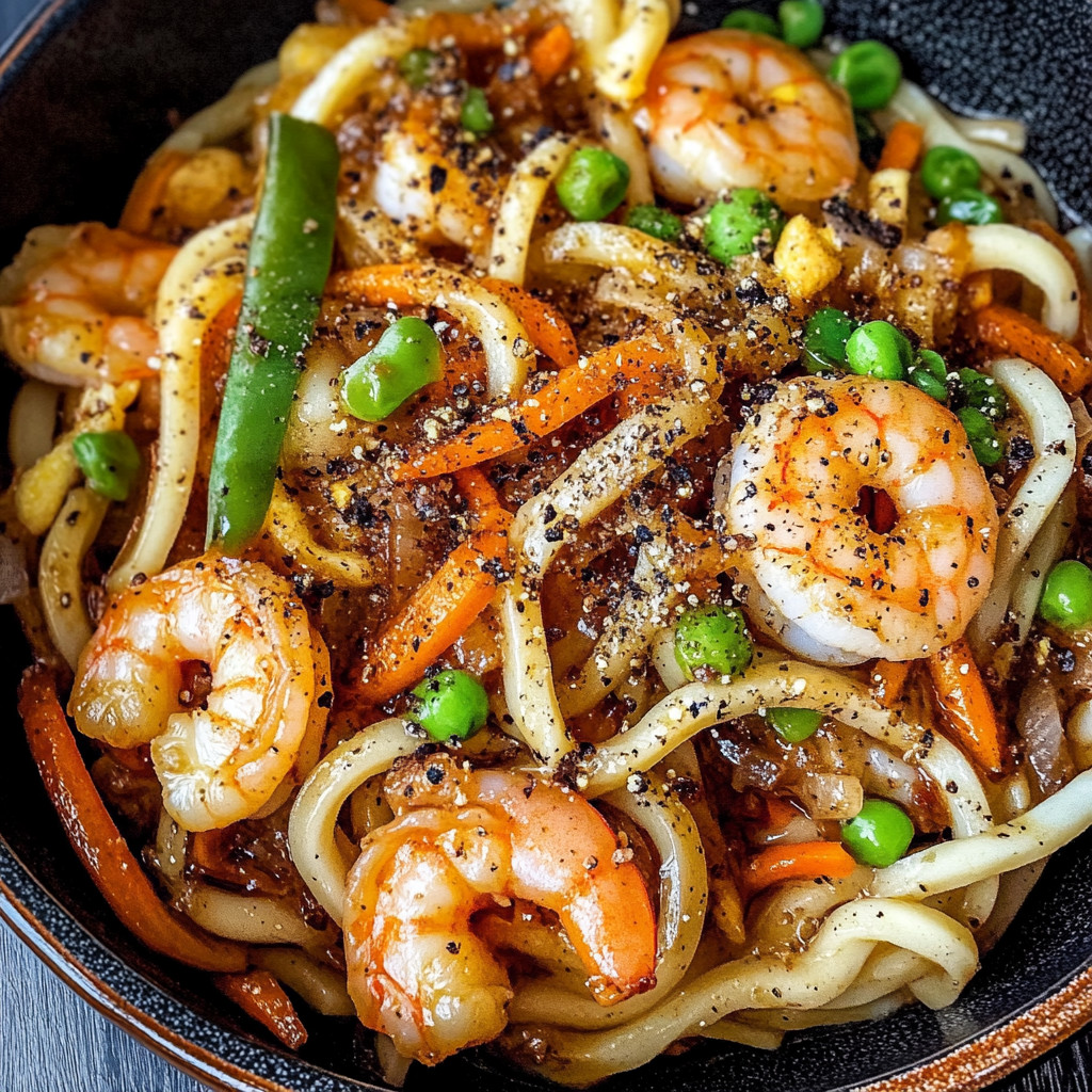 A bowl of shrimp scampi with zoodles.