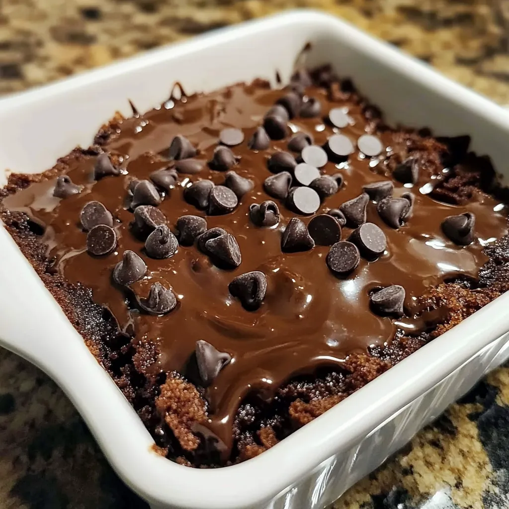 A chocolate cake with chocolate chips.