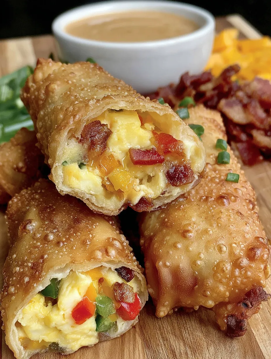 Bacon, egg and cheese egg rolls.