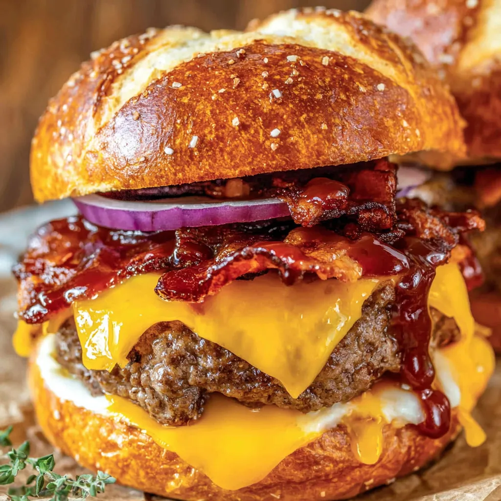 A BBQ burger with bacon and cheese.