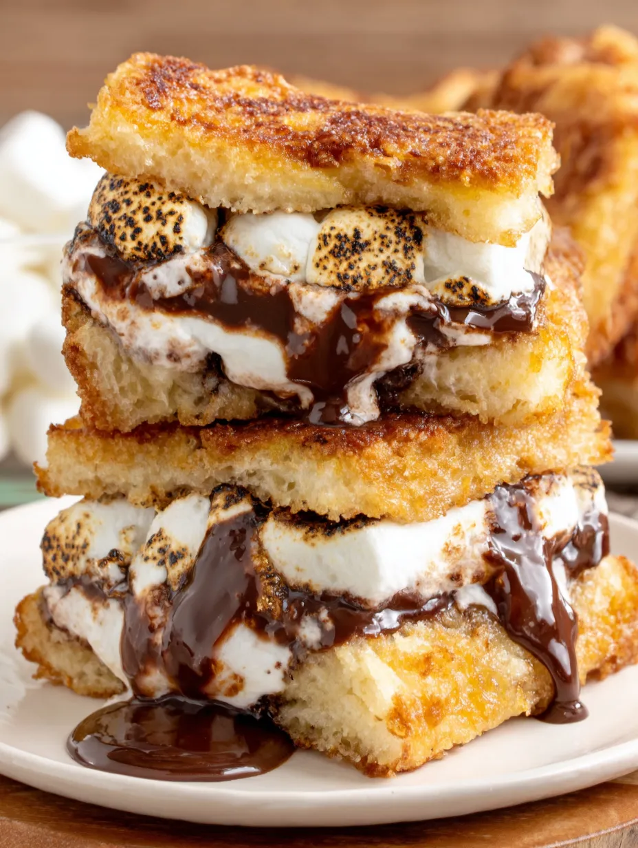 A stack of deep fried s'mores.