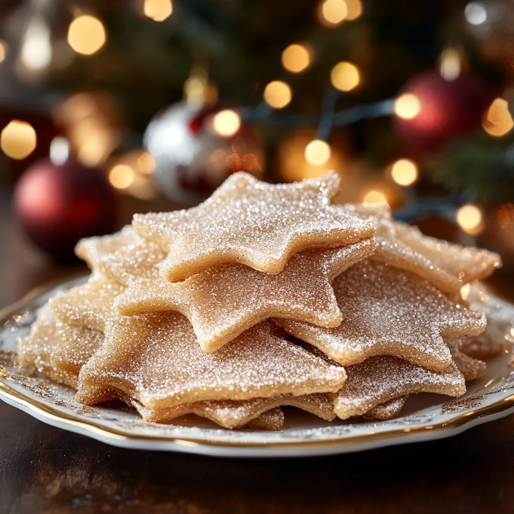A plate of sugar coated star cookies.